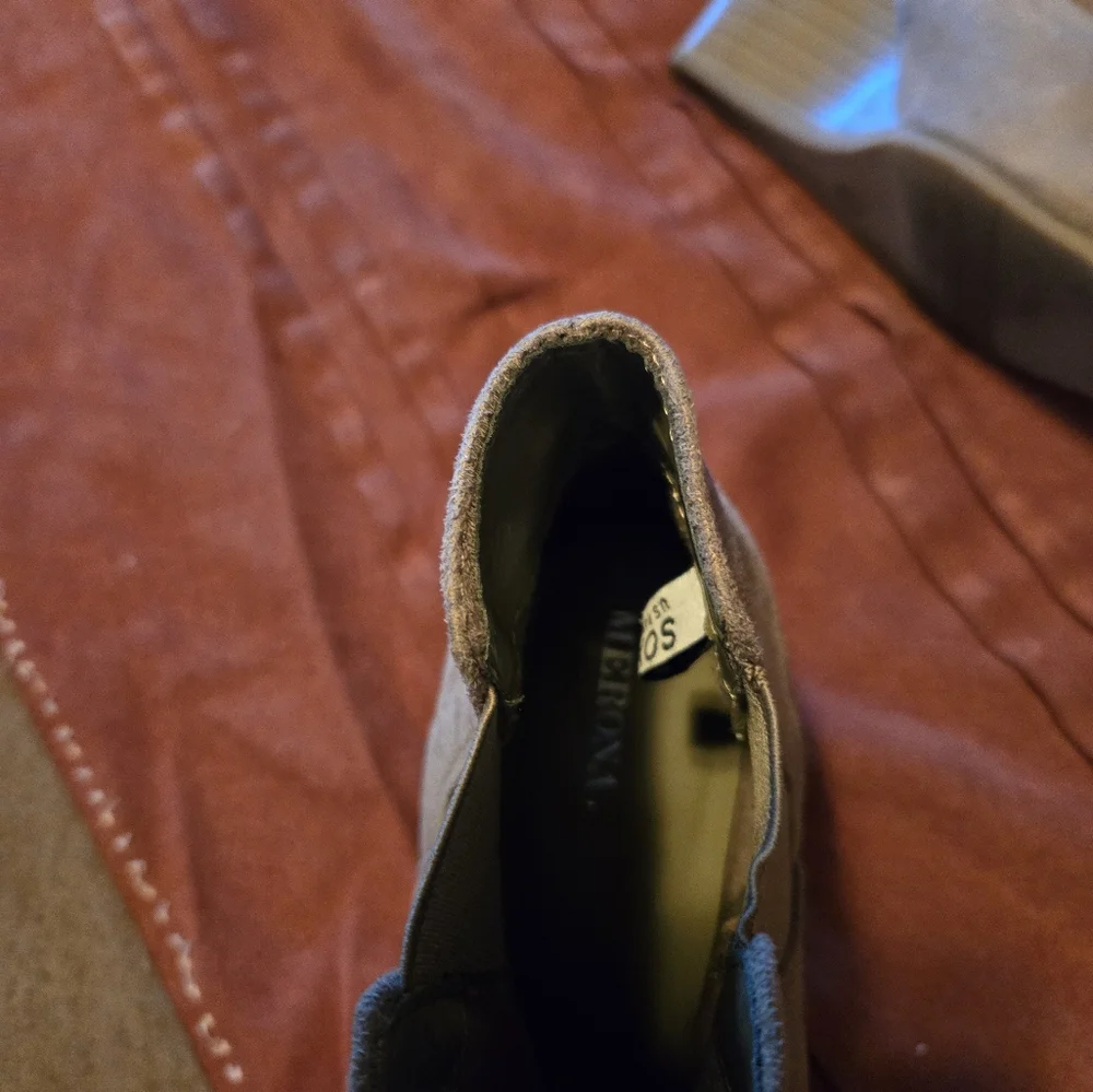 Stylish Tan Wedge Ankle Boots by Merona. Lightly worn. Size 8.  See All Pics!
